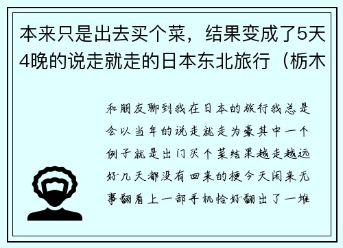 本来只是出去买个菜,结果变成了5天4晚的说走就走的日本东北旅行(栃木・福島・山形・秋田・新潟)